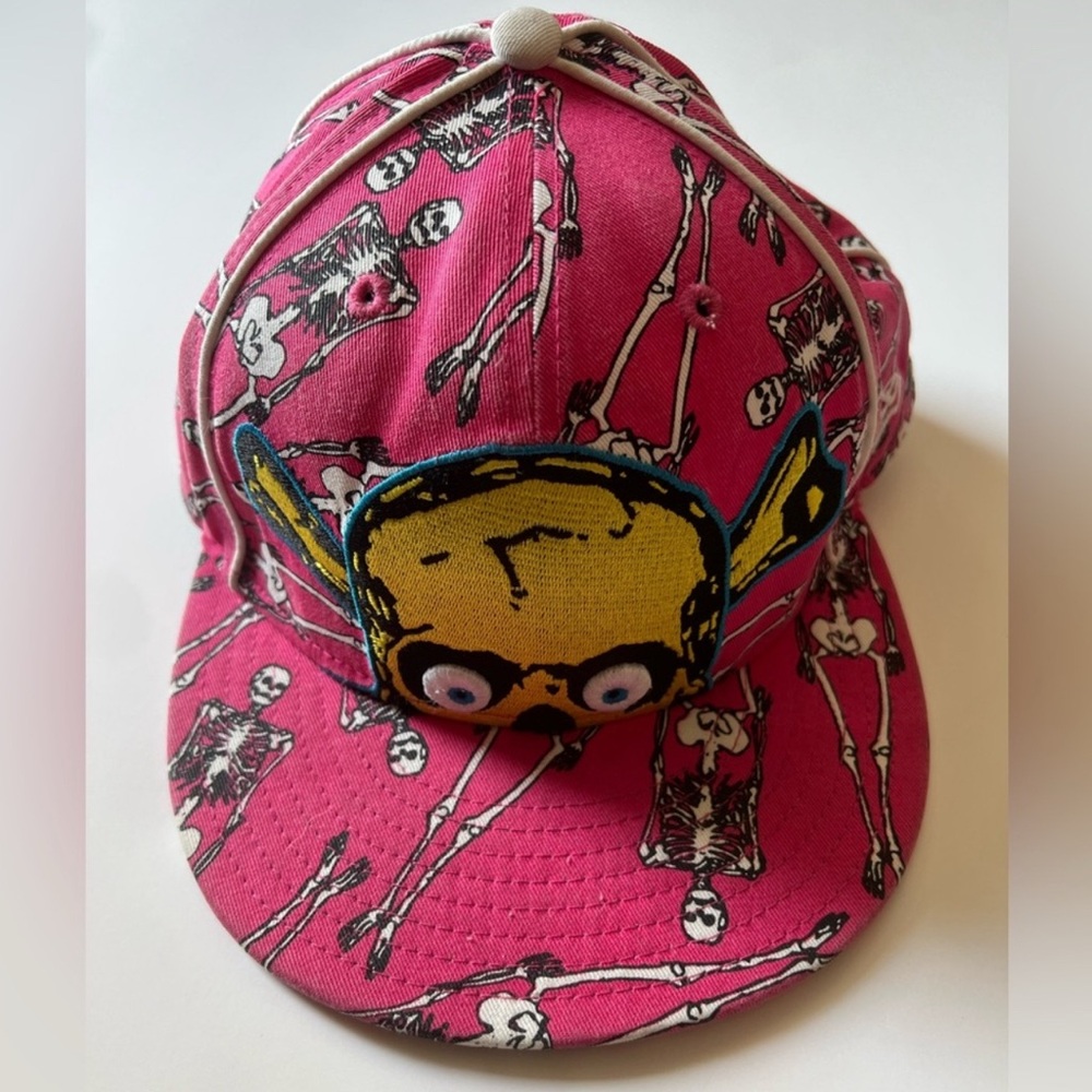 New Era Embroidered Wide Brim Skeleton Cap Pink/Yellow